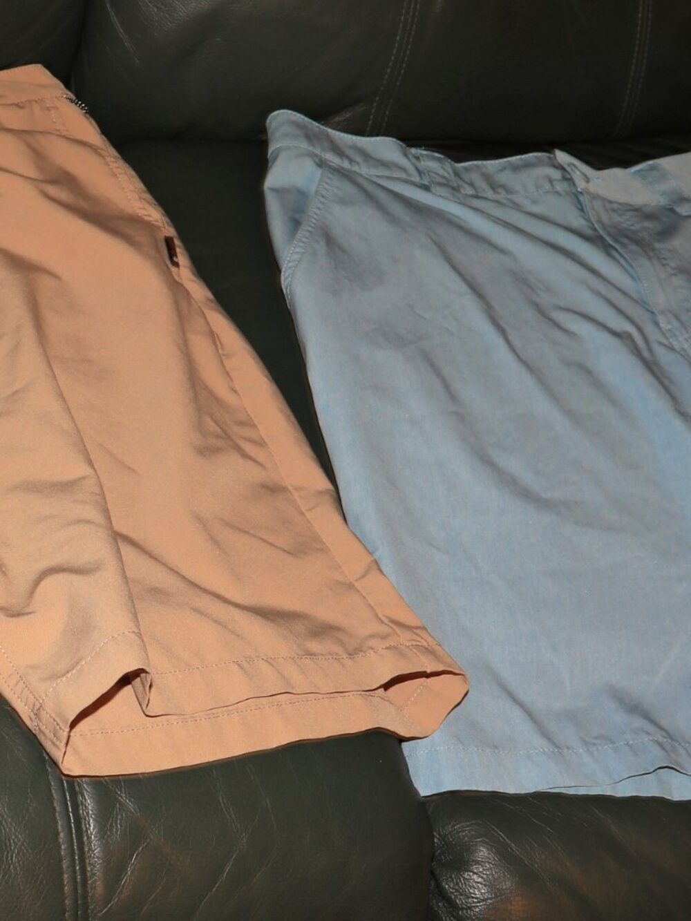 2 Quicksilver Amphibian Shorts Men's Size 34 Tan & Blue Stretch Water Repellent